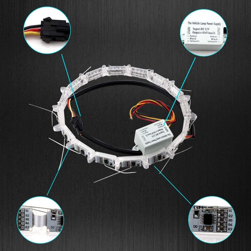 GrandviewTM 2pcs Flexible Car Led Strip, Crystal DRL Led Lights Daytime Running Light Flowing Turn Signal Light Headlight White/Amber Fog Lamp 12V - Image 3